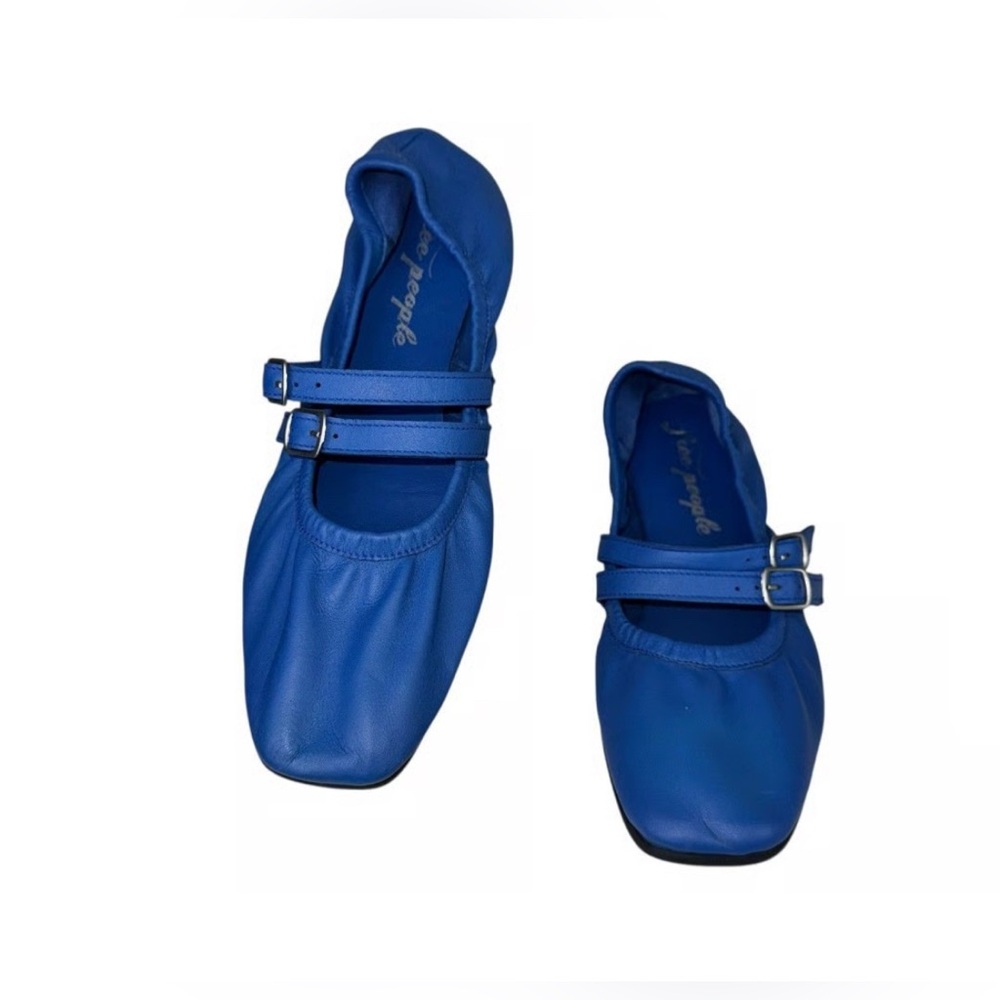 Free People Blue Mary Jane Ballet Flats